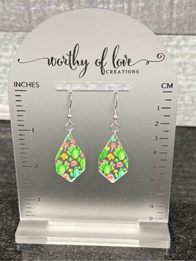 Cactus earrings stainless steel and acrylic New handmade